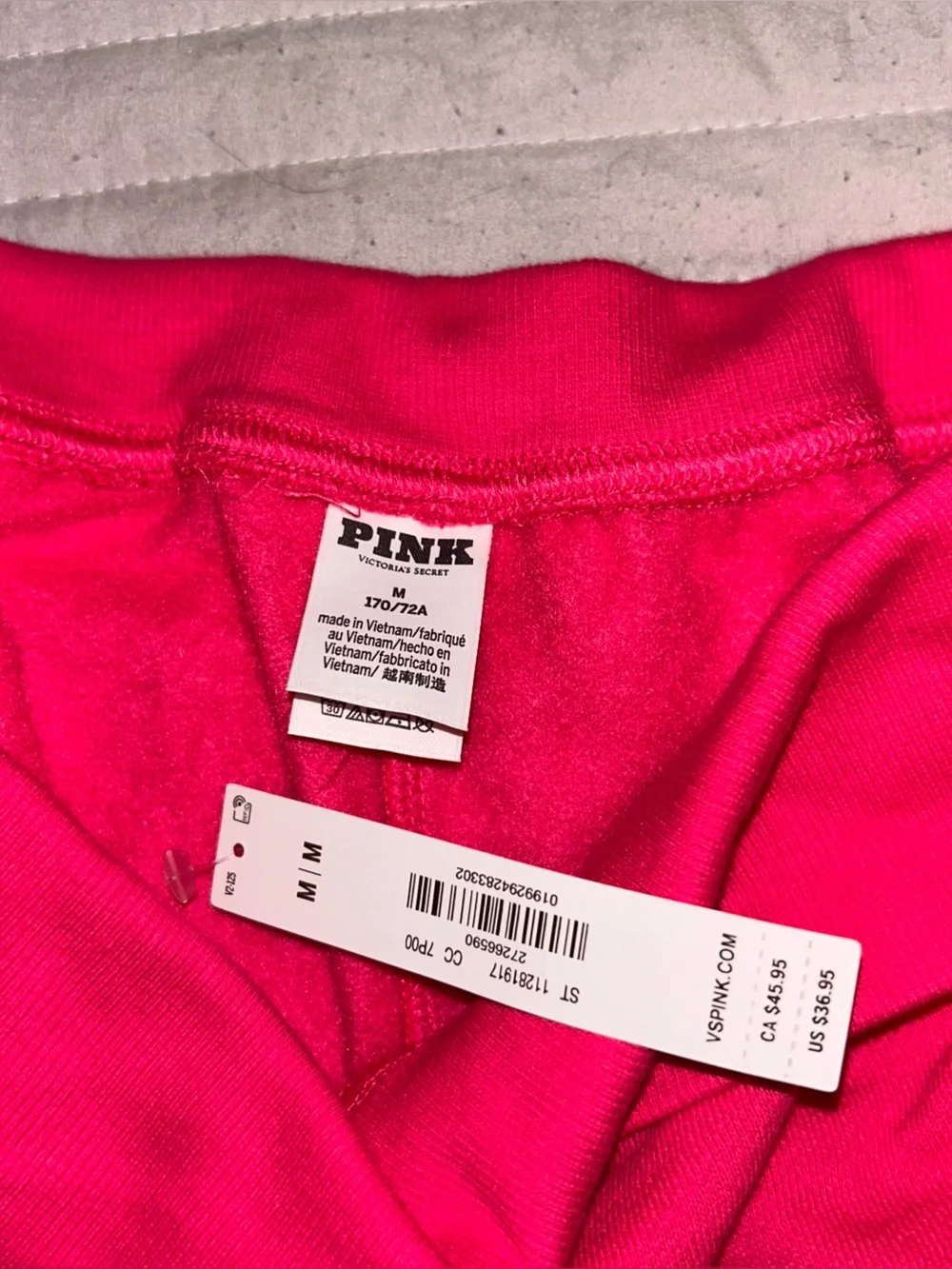 PINK Victoria's Secret Hot Pink Logo Fleece Foldover Shorts - Picture 3 of 3